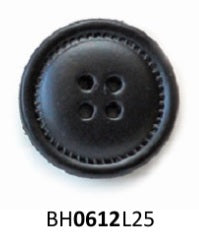 Black Leather Round Button