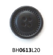 Black Leather Round Button